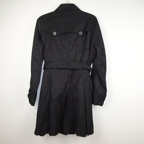 Braetan Trench Coat Jacket Women's Size L Black Belted Lined READ MEASUREMENTS - Picture 6 of 12